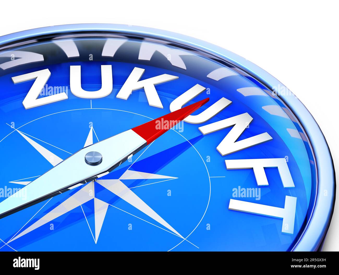 high resolution 3D rendering of a compass with a german icon for future Stock Photo