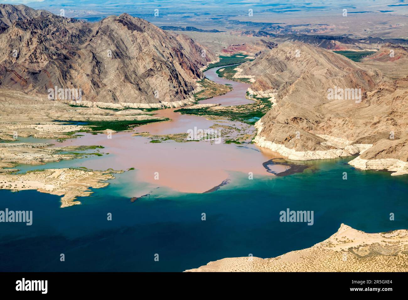 Colorado River joins Lake Mead Stock Photo Alamy