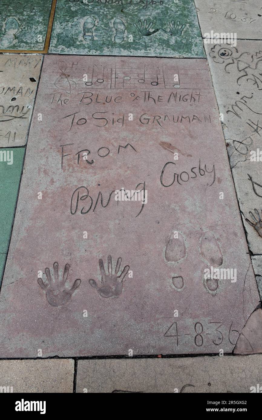 Bing Crosby signature and handprints Hollywood Stock Photo Alamy
