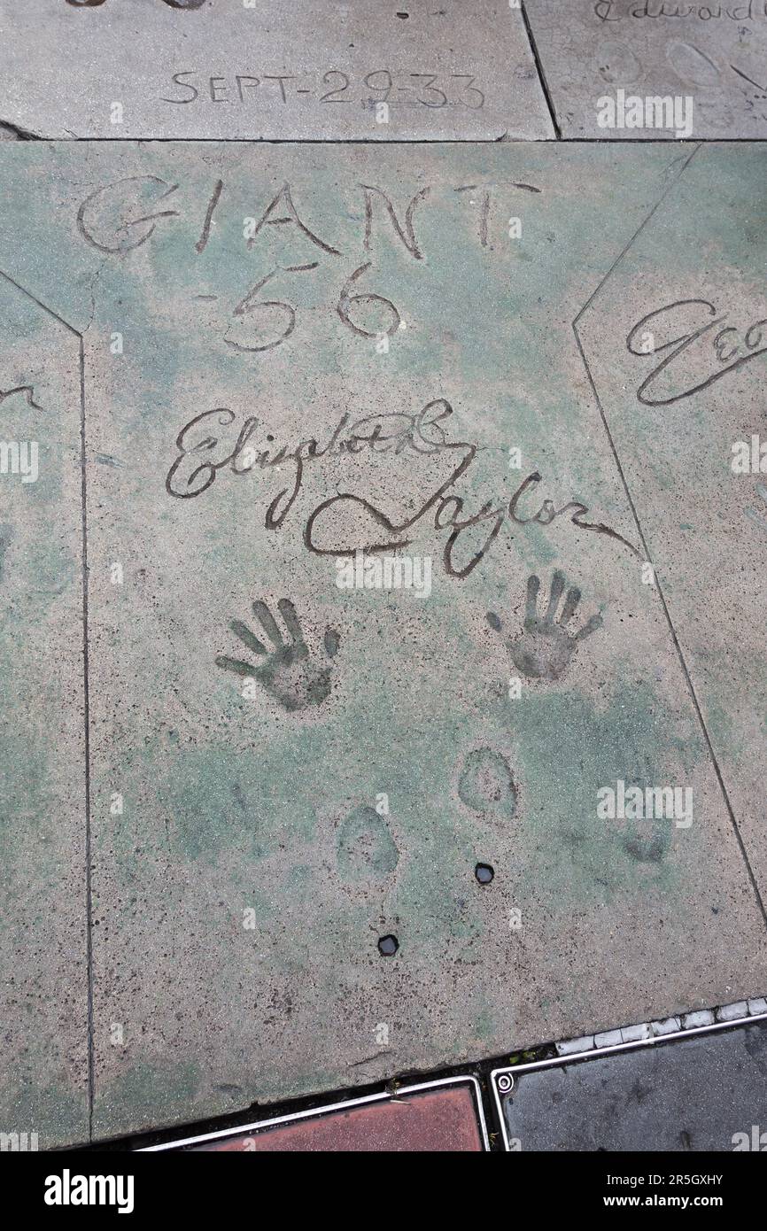 Elizabeth Taylor signature and handprints Hollywood Stock Photo Alamy