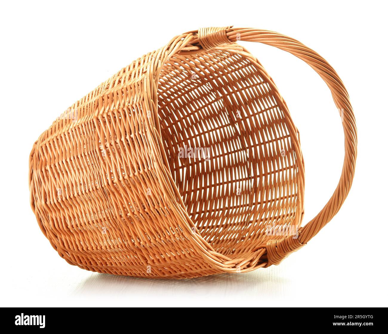 Empty wicker basket isolated on white Stock Photo Alamy