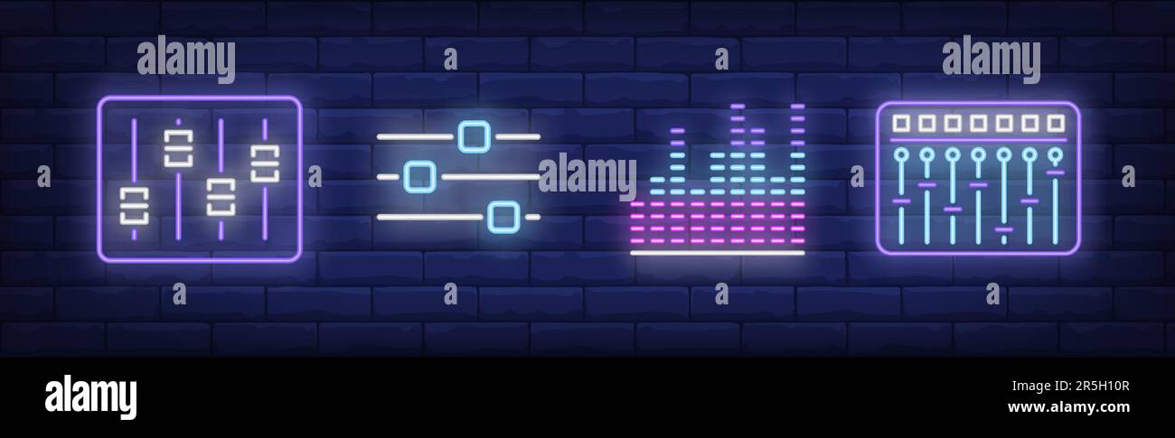 Sound equipment neon sign set Stock Vector Image & Art - Alamy