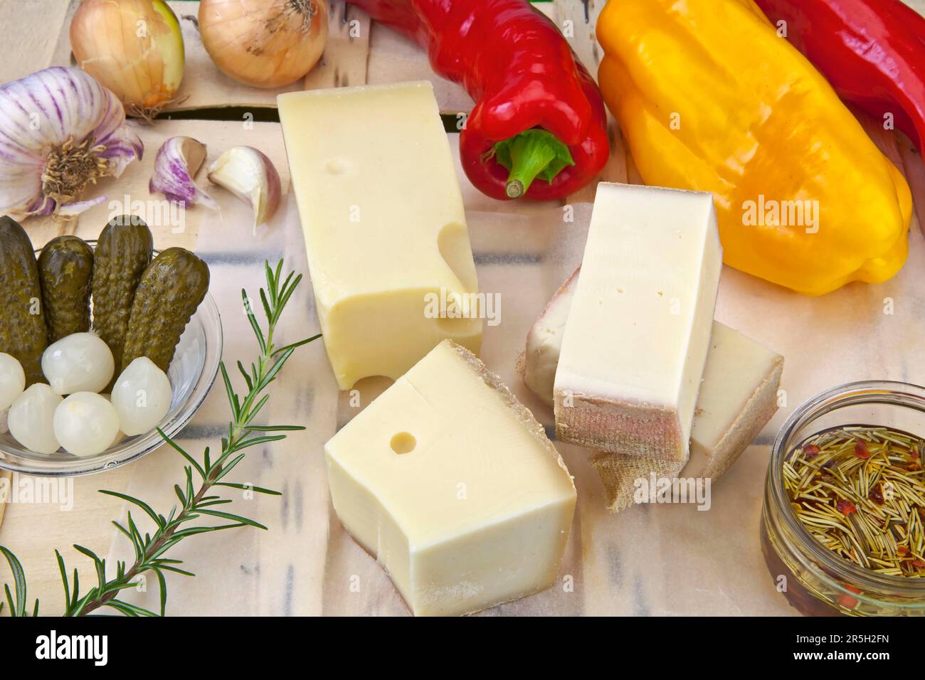 Various types of Swiss cheese, cheeses Stock Photo Alamy