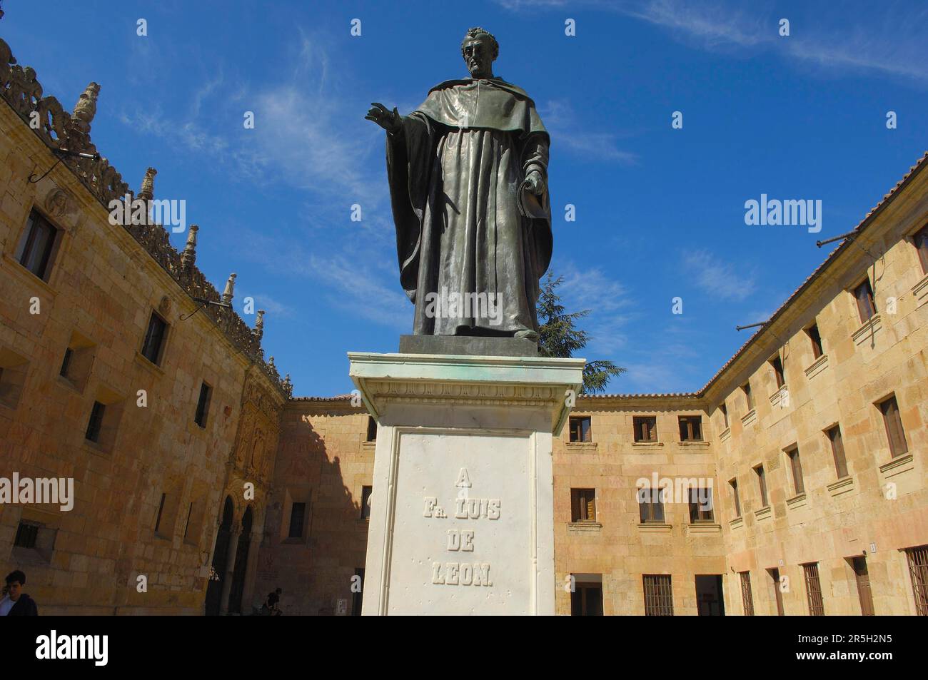 Salamanca, Statue of Fray Luis Ponce de Leon, University of Salamanca, Castile-Leon, Spain Stock Photo