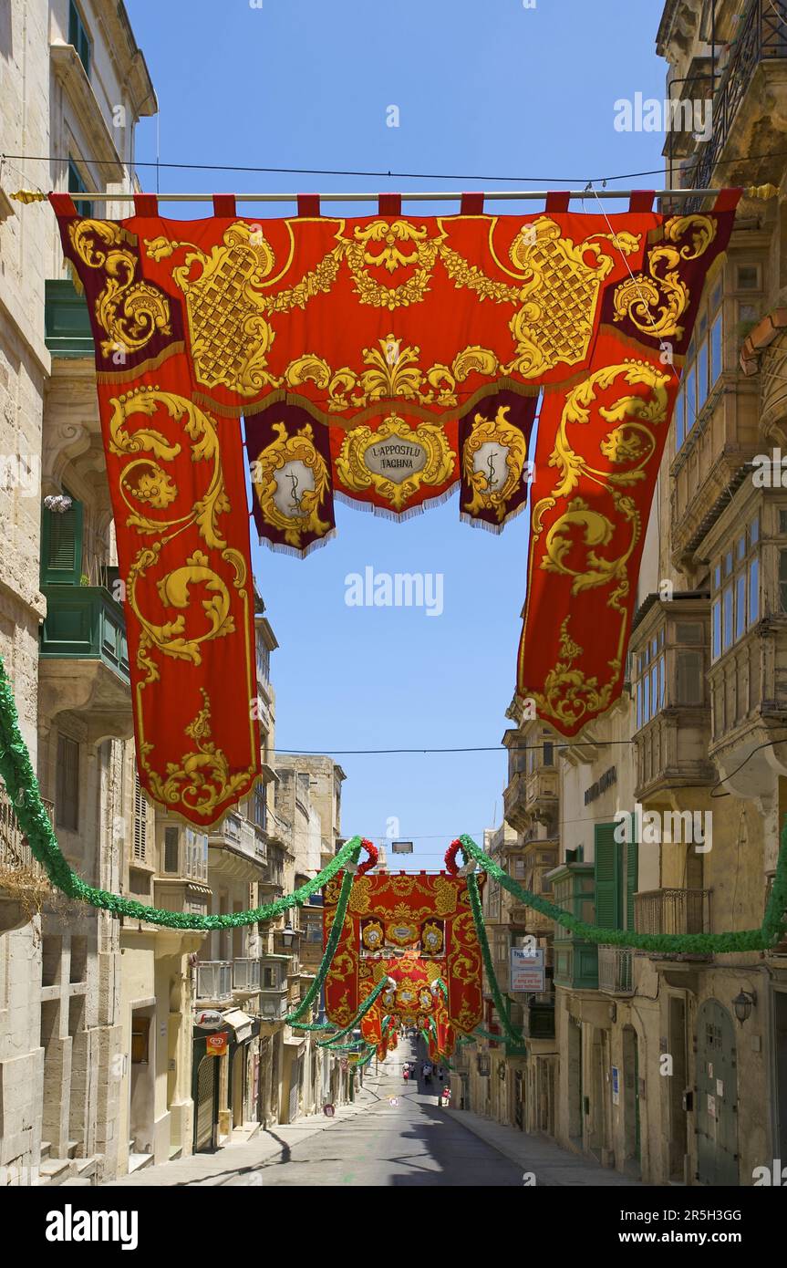 Shopping street in Valletta, Malta Stock Photo