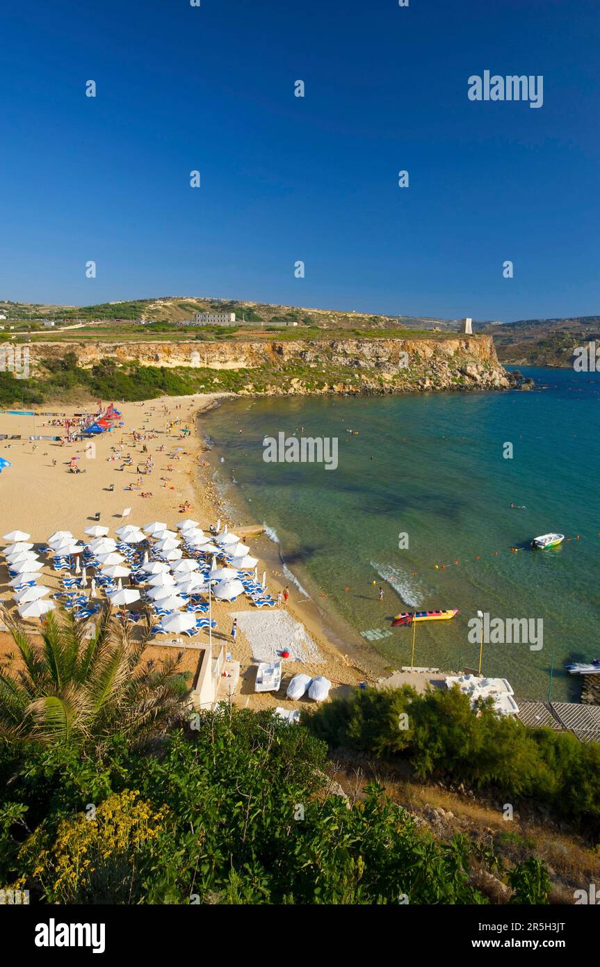 Beach at Golden Bay, Malta Stock Photo - Alamy