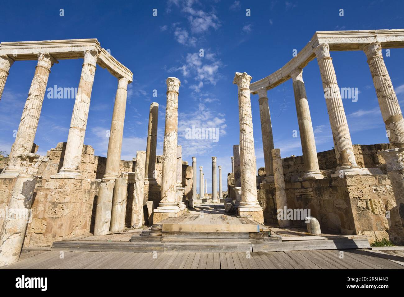 Theatre, ruined city of Leptis Magna, Libya Stock Photo