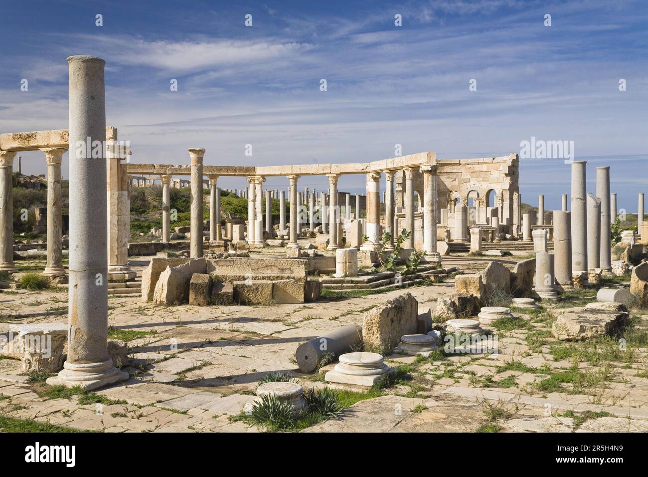 Punic market, ruined city of Leptis Magna, Libya Stock Photo