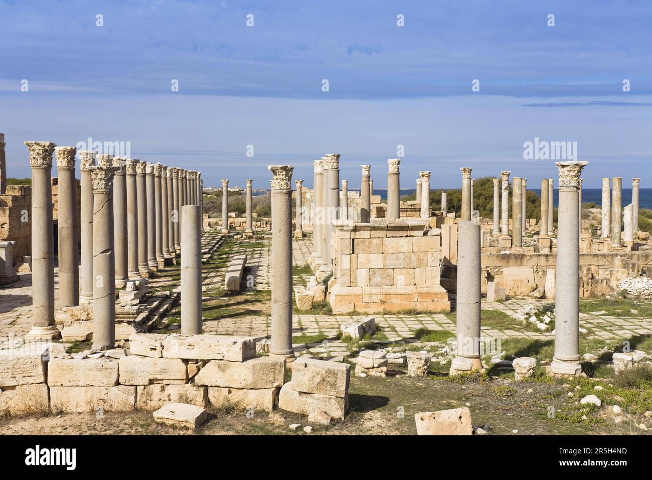 Temple of Augustus, ruined city of Leptis Magna, Libya Stock Photo