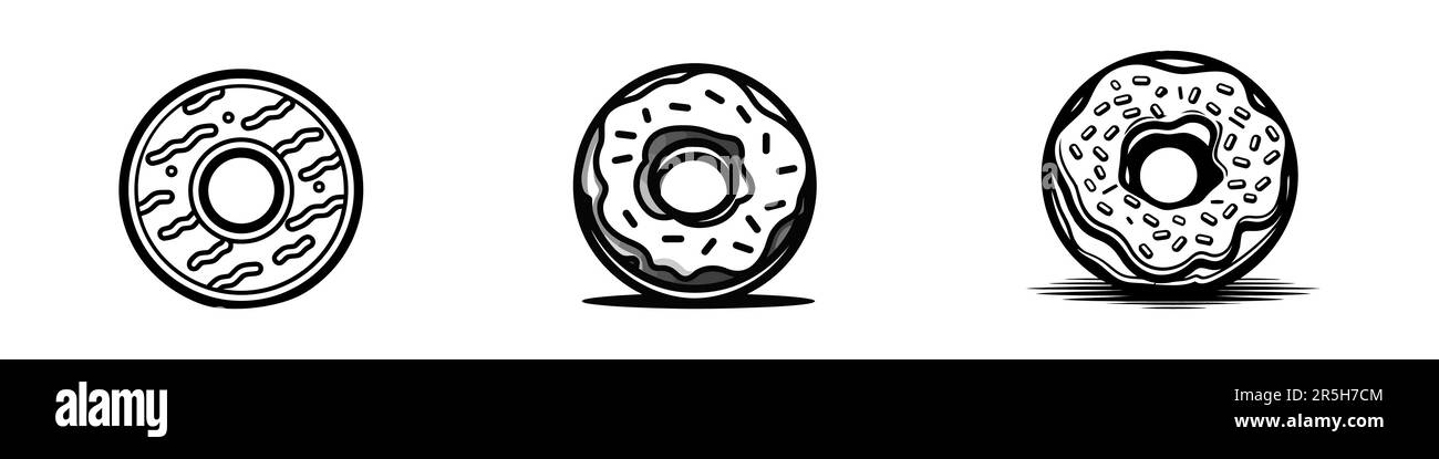 Donut vector set isolated on a white background. Donut collection Stock ...