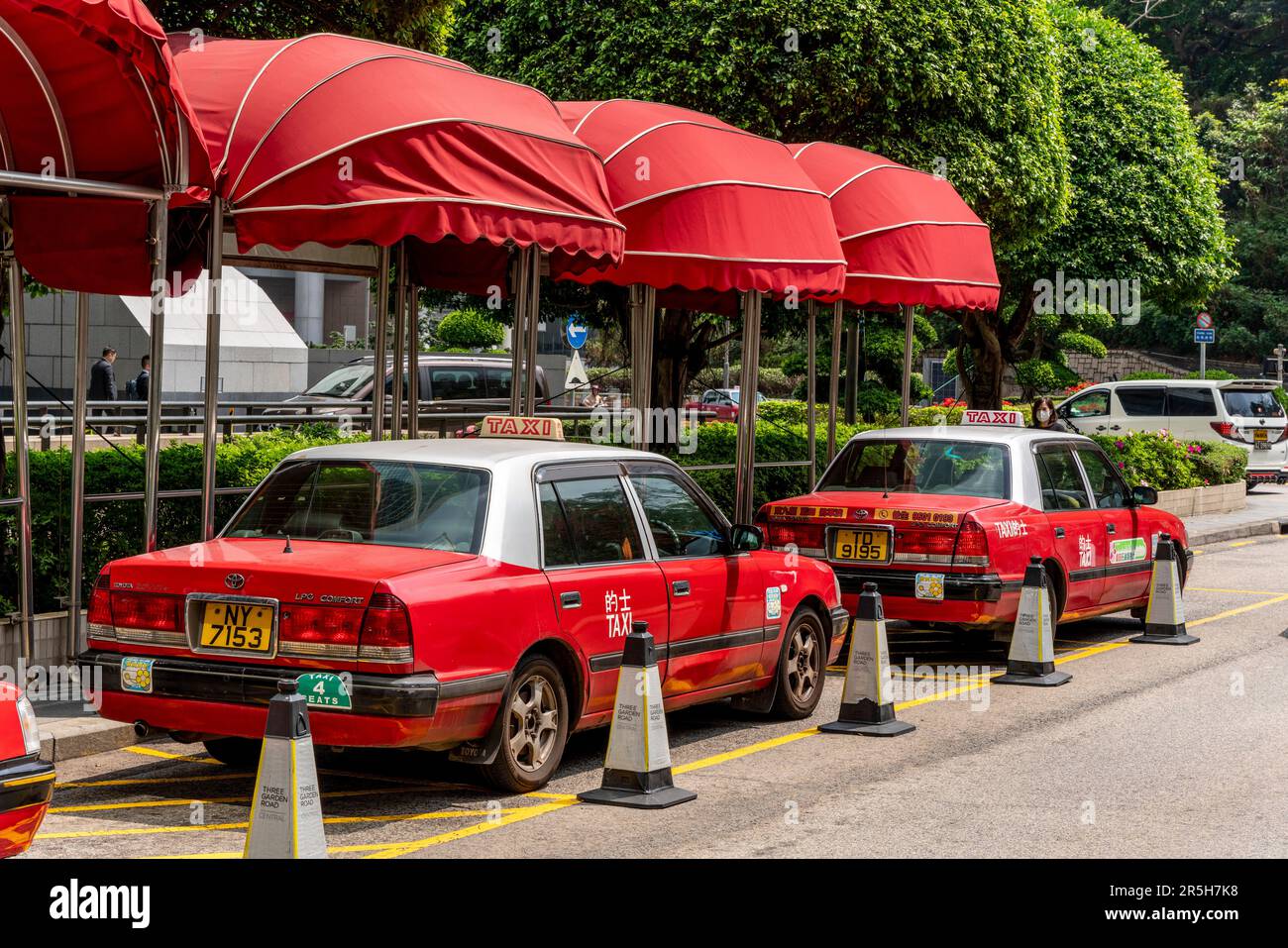 A Hong Kong Taxi Rank, Hong Kong Island, Hong Kong, China. Stock Photo