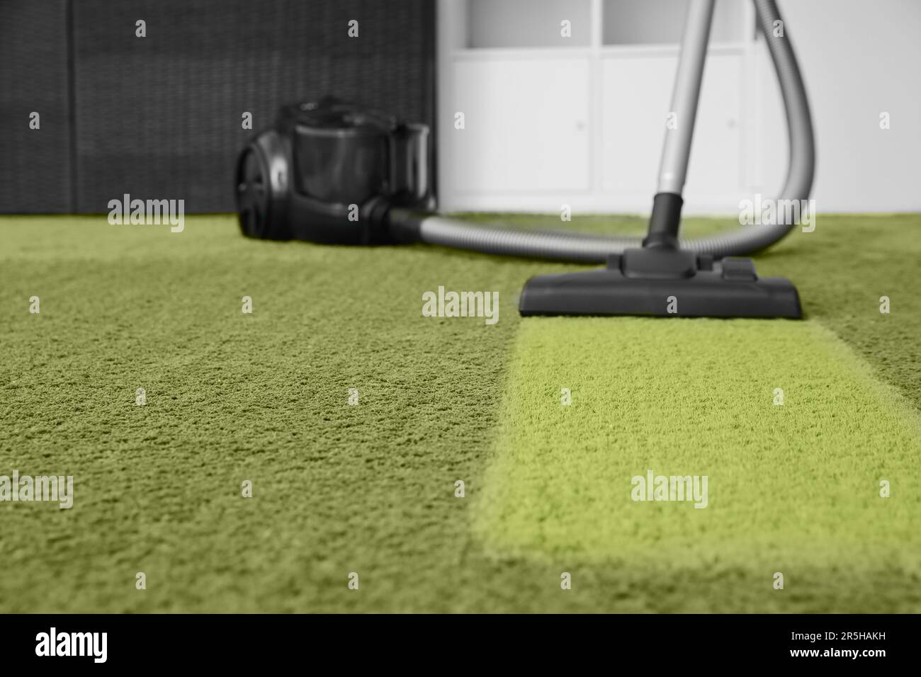 Vacuuming carpet. Clean area after using device in room Stock Photo Alamy