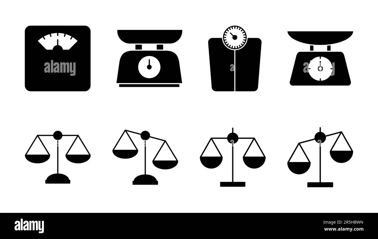 Scales icon set. Law scale icon. Scales vector icon. Justice Stock
