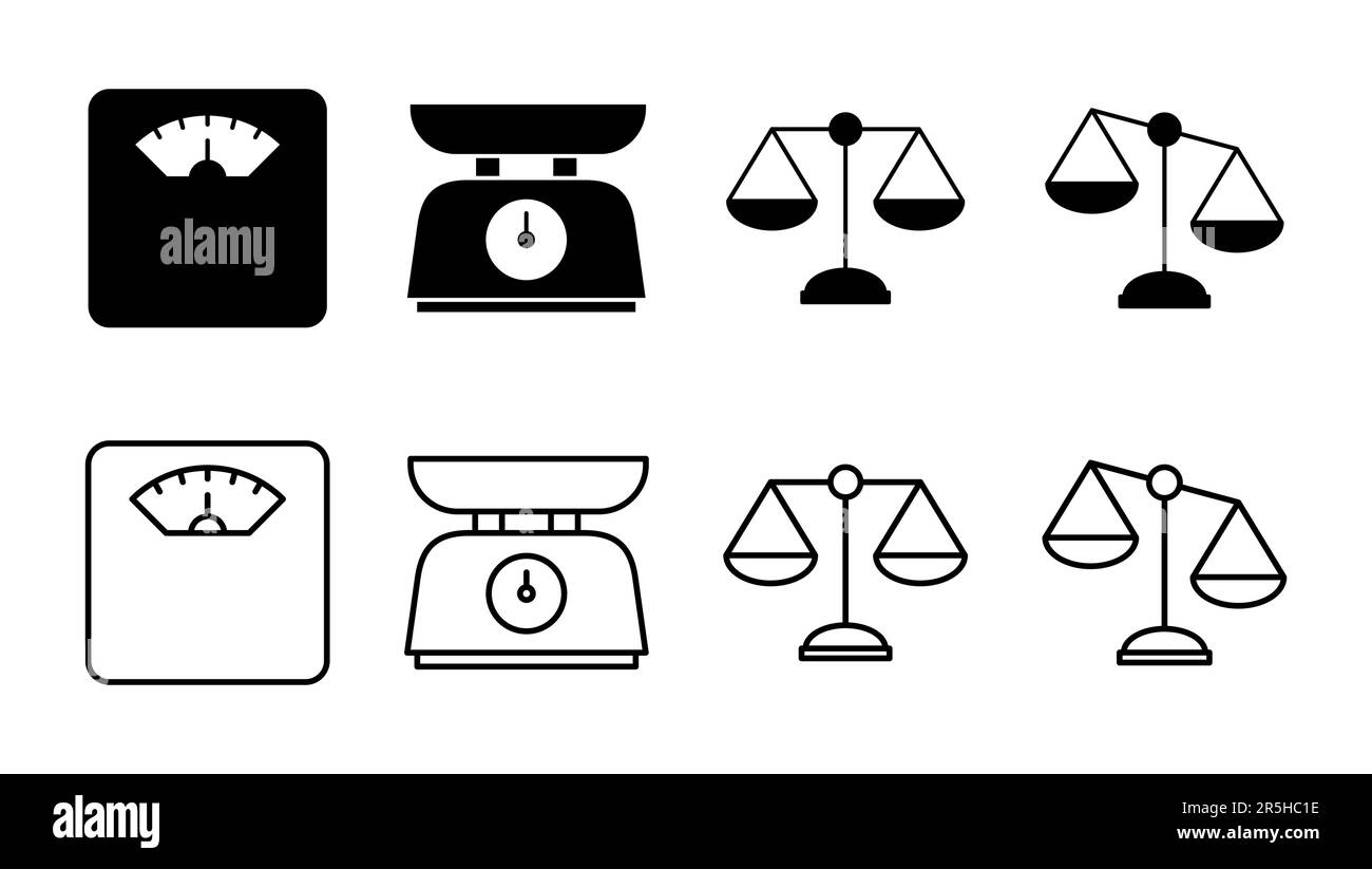 Scales icon set. Law scale icon. Scales vector icon. Justice Stock ...