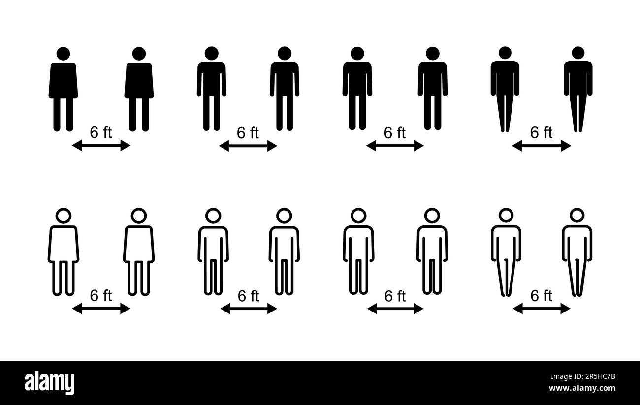 Social distance icon set. social distancing icon. self quarantine sign ...