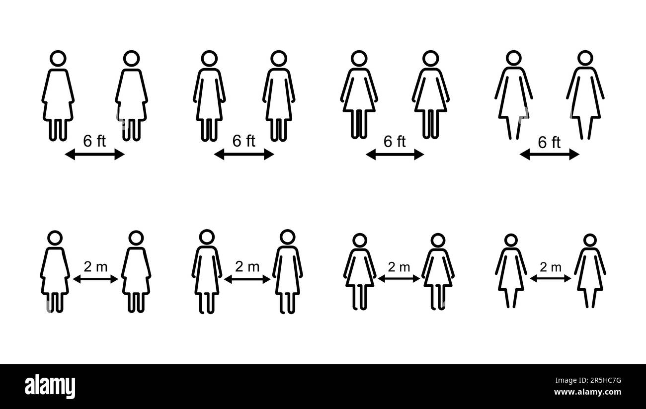 Social distancing icon set. social distance icon. self quarantine sign ...