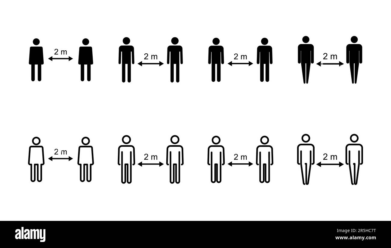 Social distance icon set. social distancing icon. self quarantine sign ...