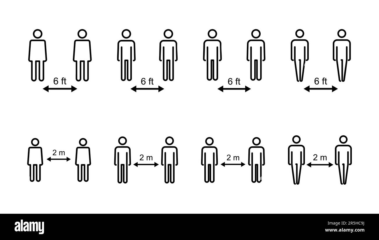 Social distance icon set. social distancing icon. self quarantine sign ...