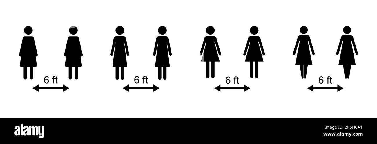 Social distancing icon set. social distance icon. self quarantine sign ...