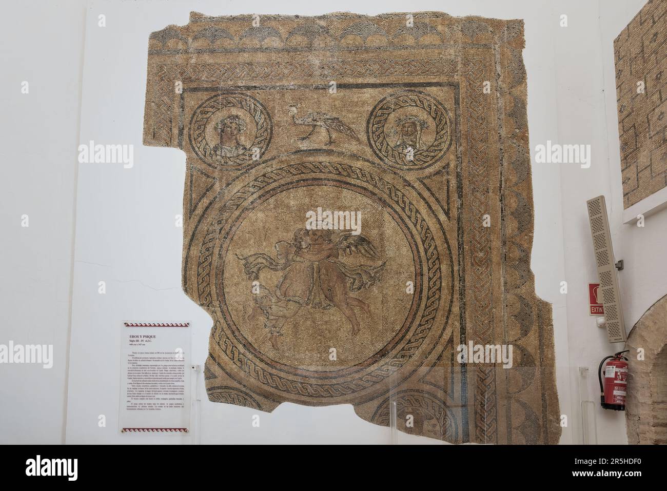 Eros and PsycheMosaic at Hall of Mosaics in Alcazar de los Reyes Cristianos - Cordoba, Andalusia, Spain Stock Photo