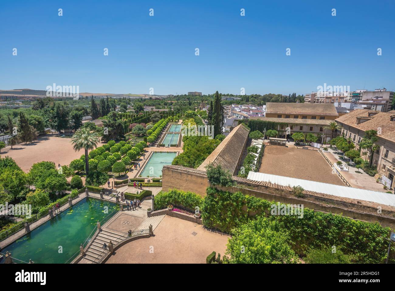 Aerial view of Alcazar de los Reyes Cristianos with Gardens and Royal ...