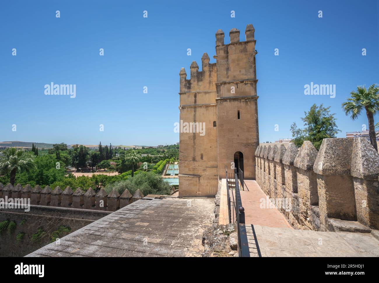 Tower of Homage (Torre del Homenaje) at Alcazar de los Reyes Cristianos - Cordoba, Andalusia, Spain Stock Photo