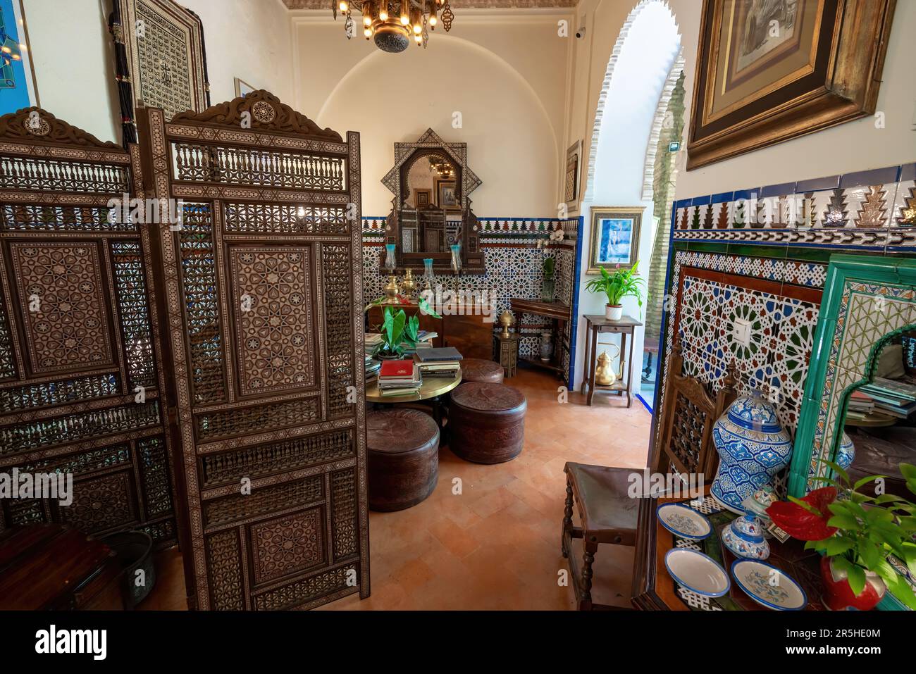 Interior Room of Casa Andalusi (House of Andalusia) - Cordoba, Andalusia, Spain Stock Photo