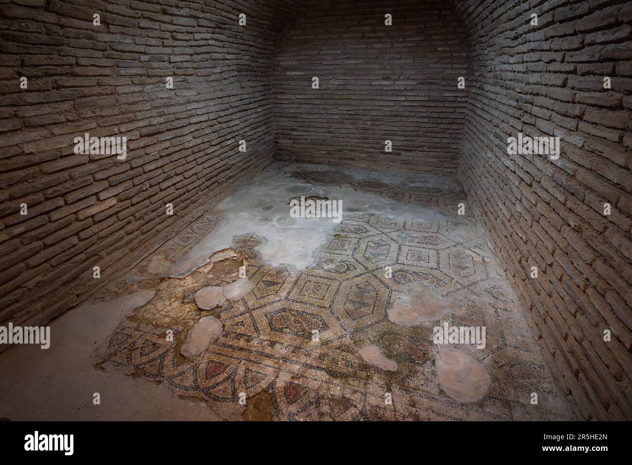 Late Roman Mosaic at Casa Andalusi (House of Andalusia) Basement - Cordoba, Andalusia, Spain Stock Photo