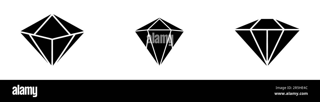 A set of diamonds in a flat style. Abstract black diamond collection ...