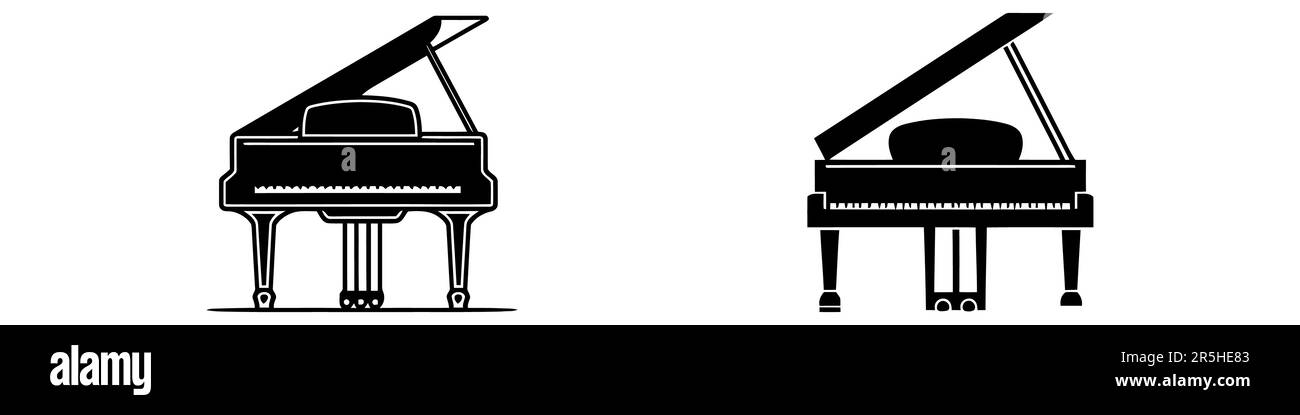 Grand Piano Upright Piano Digital Piano Keyboard Logo. Vector logo set ...