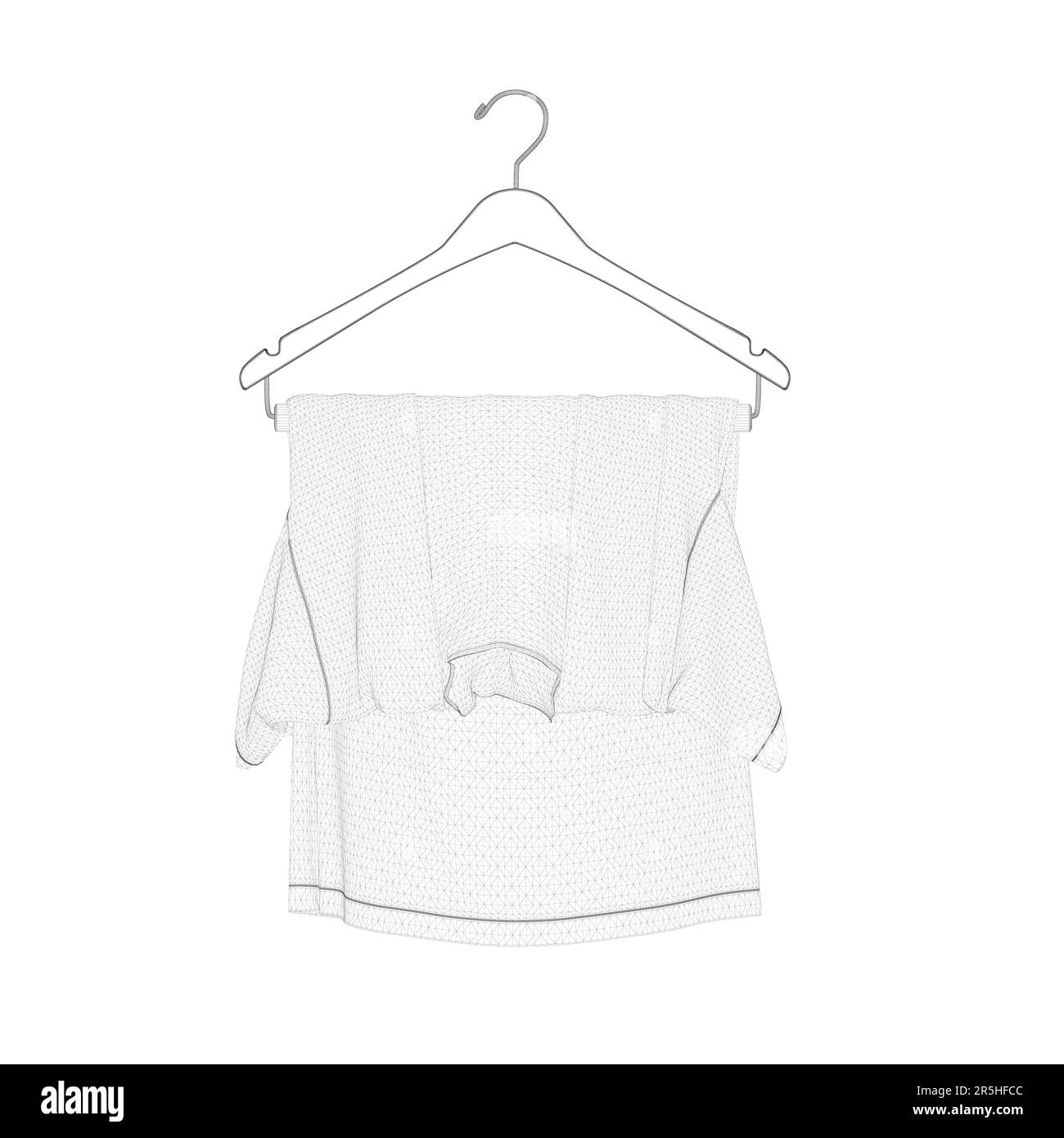 Wireframe of a T-shirt hanging on a hanger from black lines isolated on ...