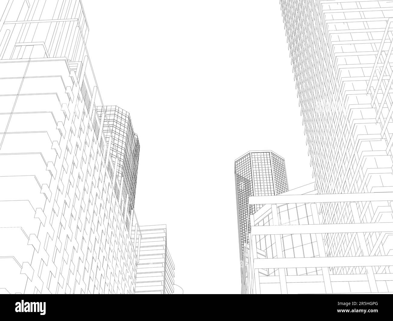 Outline of the city with skyscrapers from black lines isolated on a ...