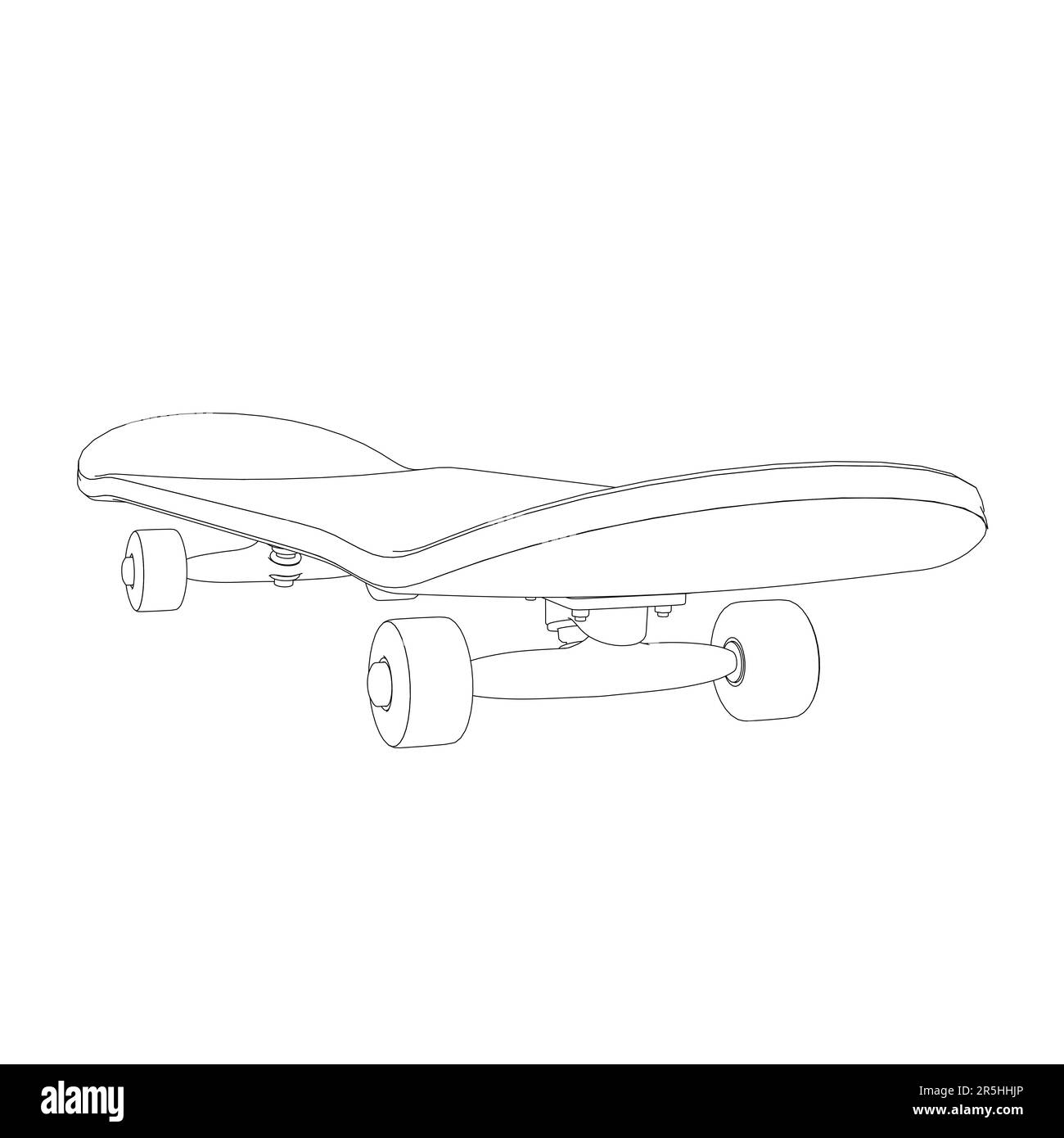 Skateboard outline from black lines isolated on white background