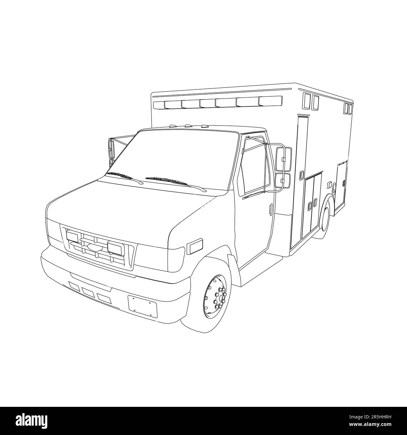 Ambulance car outline from black lines isolated on white background
