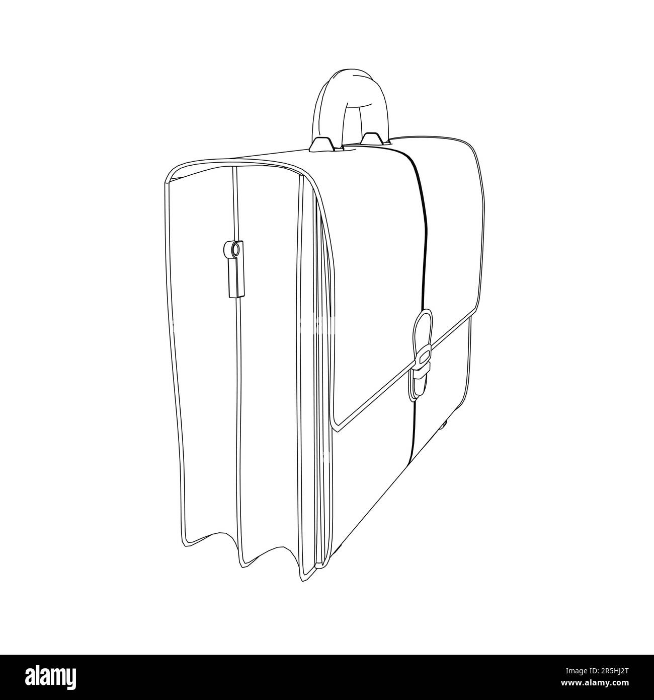 Outline of a suitcase from black lines isolated on a white background