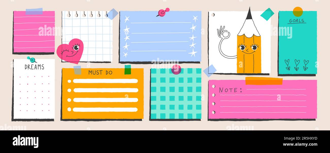 Torn sheets of paper from a notepad for notes Stock Vector