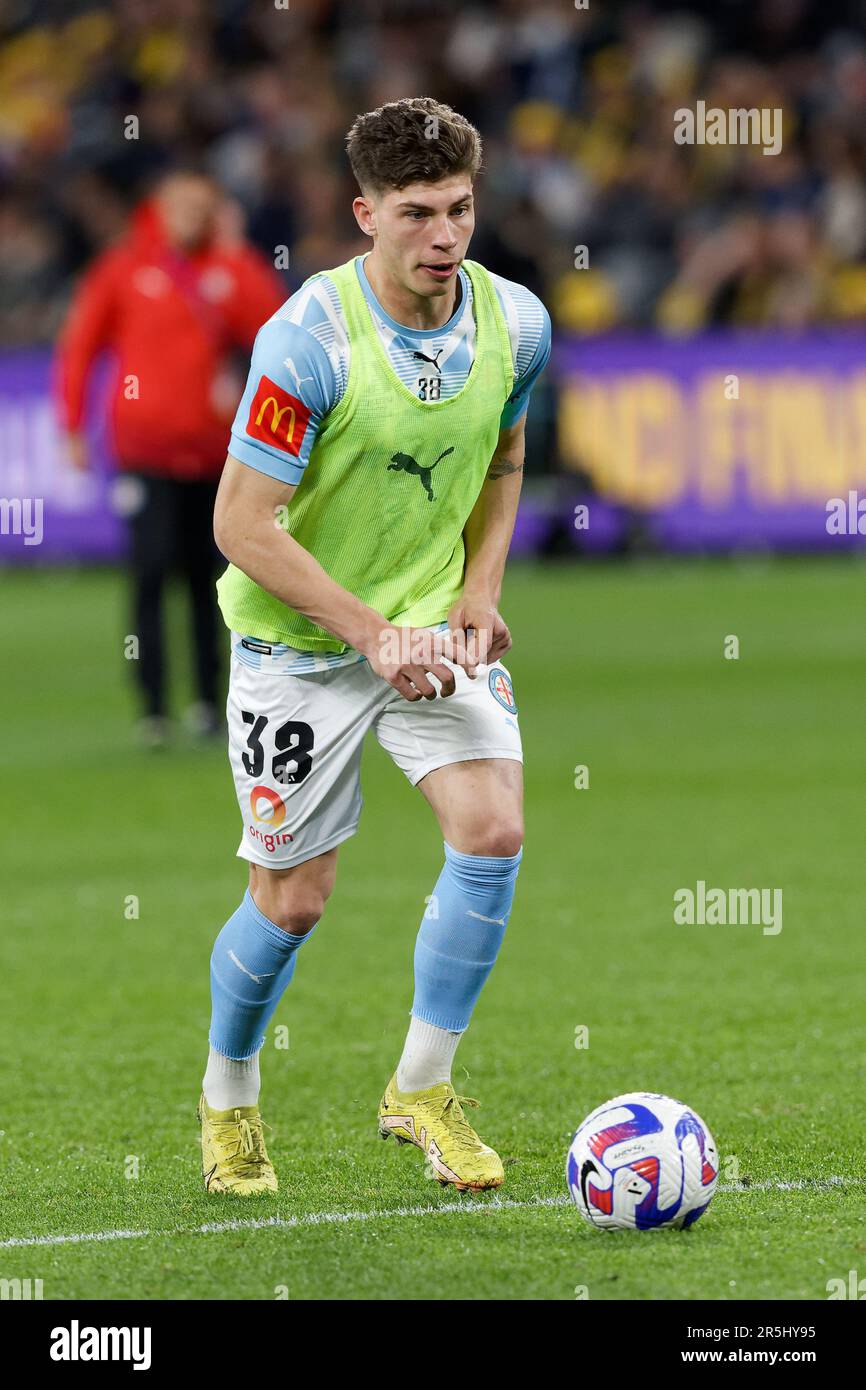 Sydney, Australia. 03rd June, 2023. Jordan Bos of Melbourne City warms up before the Grand Final match between Melbourne City and Central Coast Mariners at CommBank Stadium on June 3, 2023 in Sydney, Australia Credit: IOIO IMAGES/Alamy Live News Stock Photo