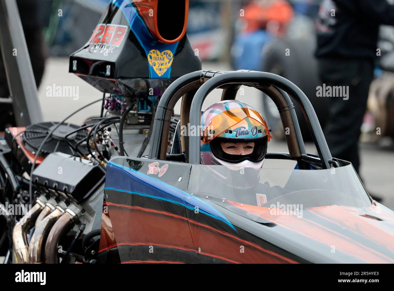 EPPING, NH - JUNE 03: Tina Olszewski waits in her '12 American during ...