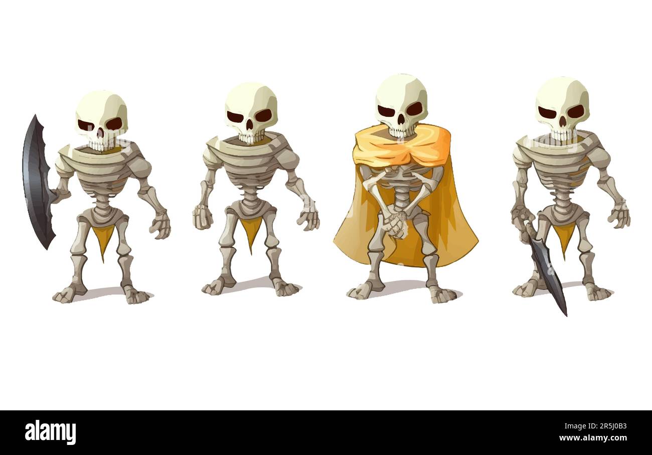 ui set vector illustration of warrior skeleton with arrow isolated on ...