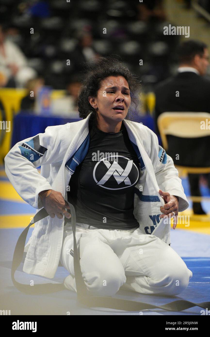 March 26, 2023, Orlando, FL, USA: ORLANDO, FLORIDA - MARCH 26: Ana Carolina  Vieira Srour (Aviv Jiu-Jitsu) def. Amy Scot Campo (Zenith BJJ) via  advantages (3-1)during IBJJF PAN AMS 2023 Finals at