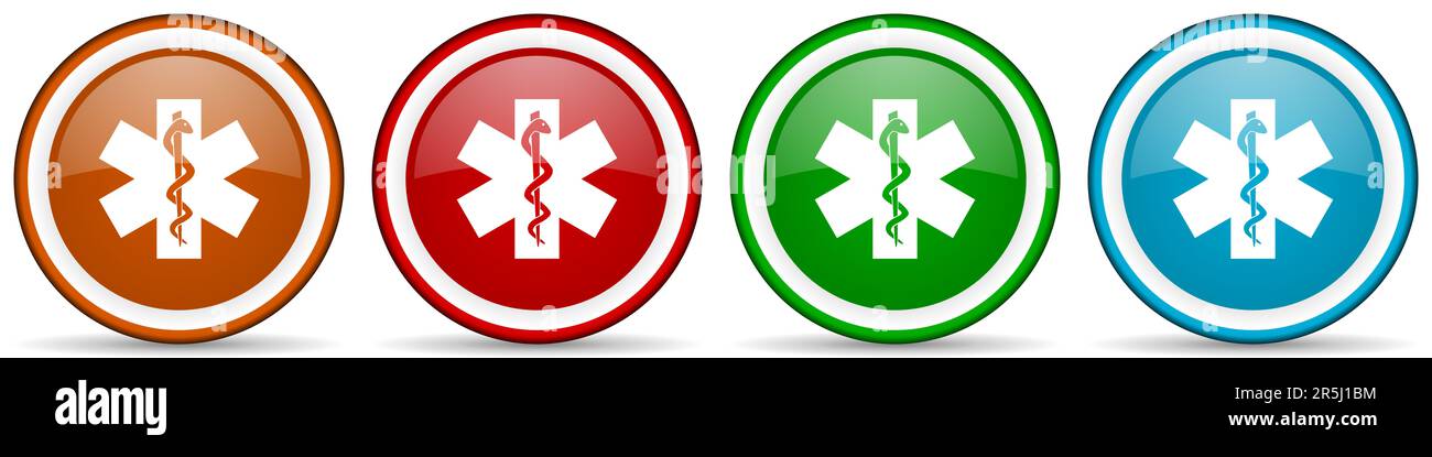 Emergency glossy icons, set of modern design buttons for web, internet ...