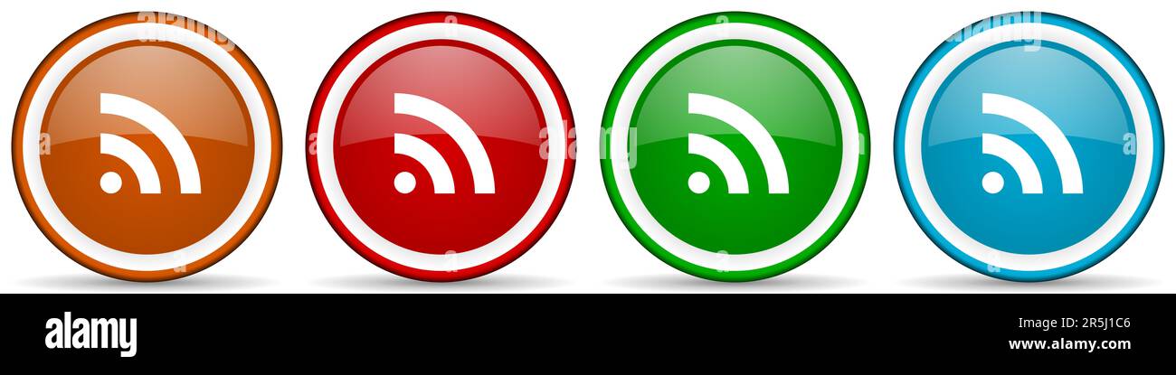 Mobile signal glossy icons, set of modern design buttons for web ...
