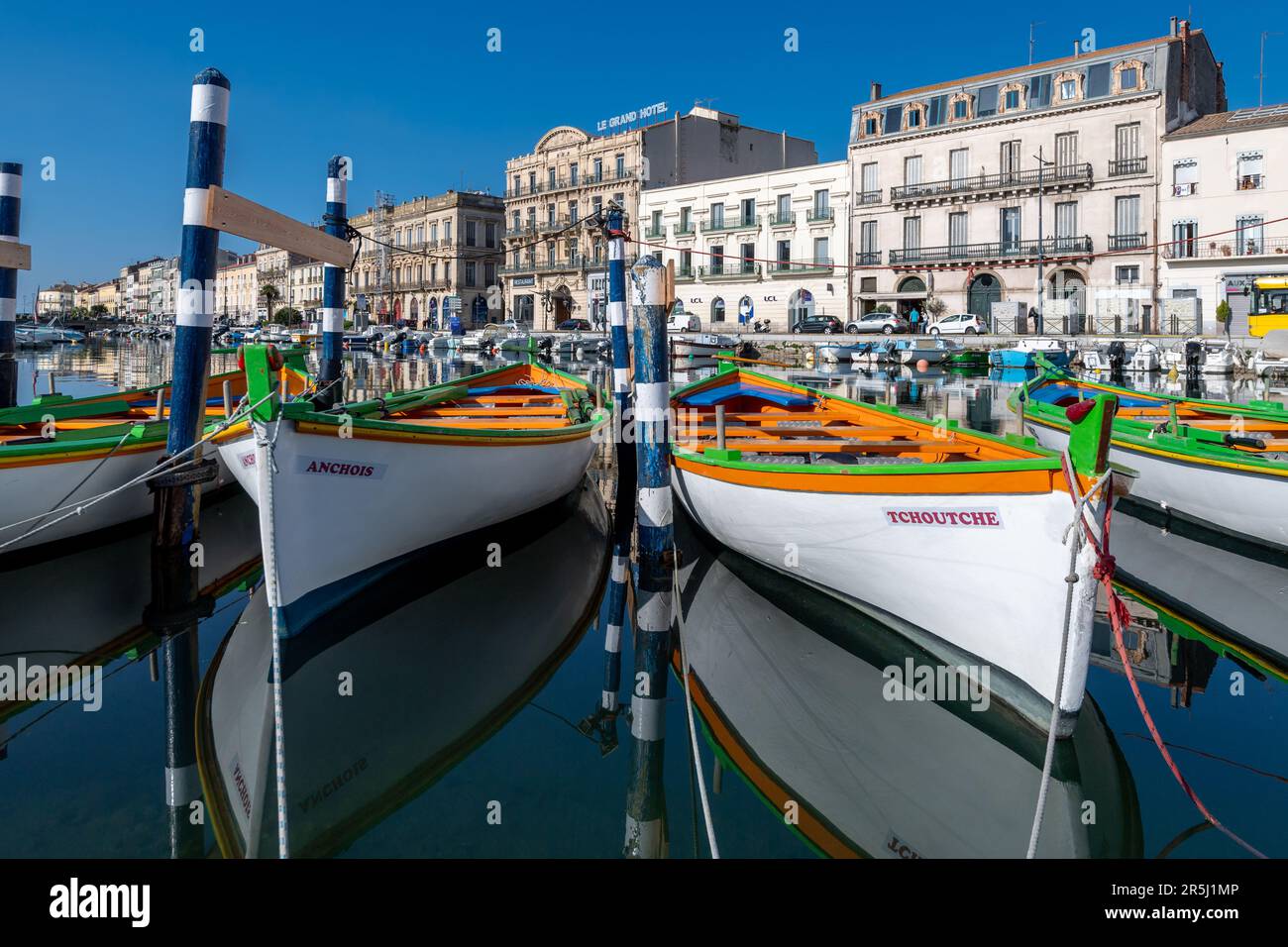 Sete, France. 27th May, 2023. Traditional fishing boats are moored on ...