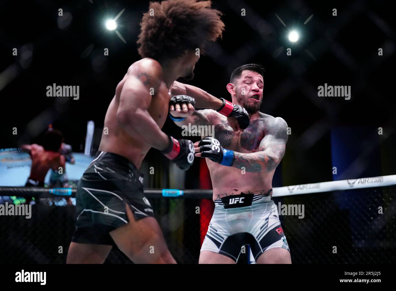 Las Vegas, Nevada, USA. 3rd June, 2023. ALEX CACERES lands a blow 