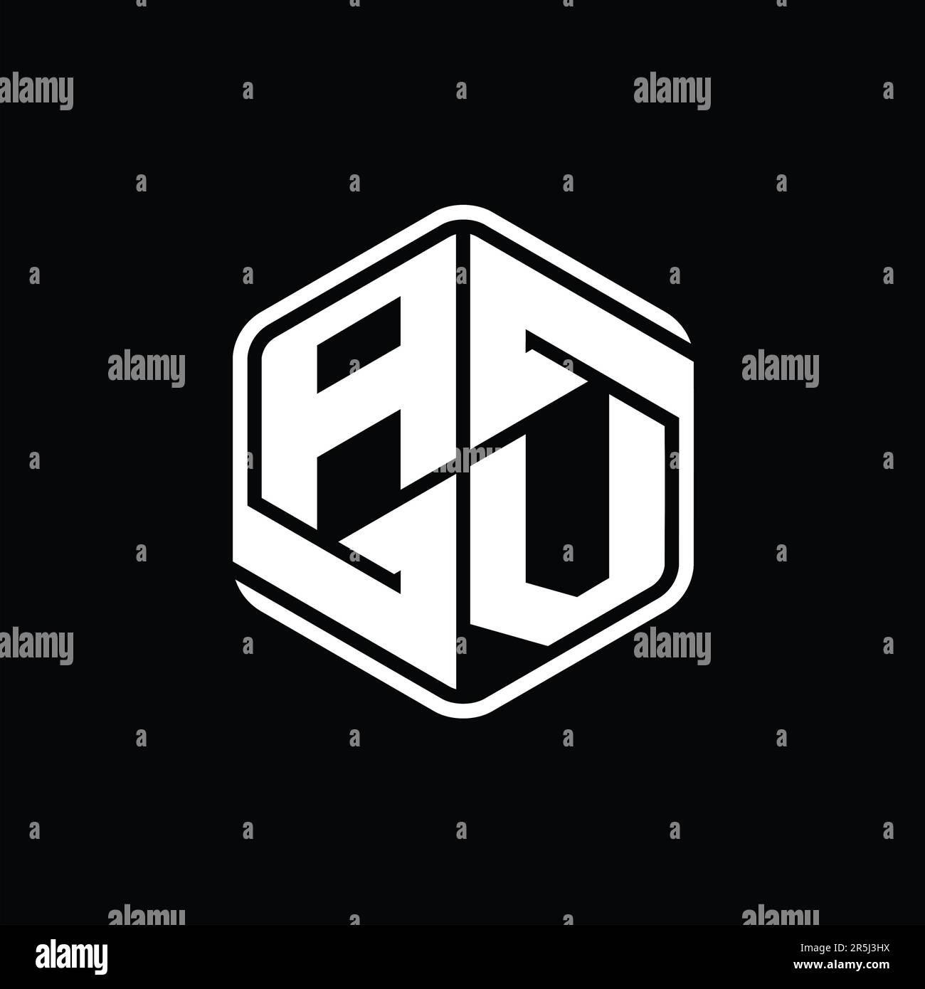 AV Letter Logo monogram hexagon shape with ornament abstract isolated