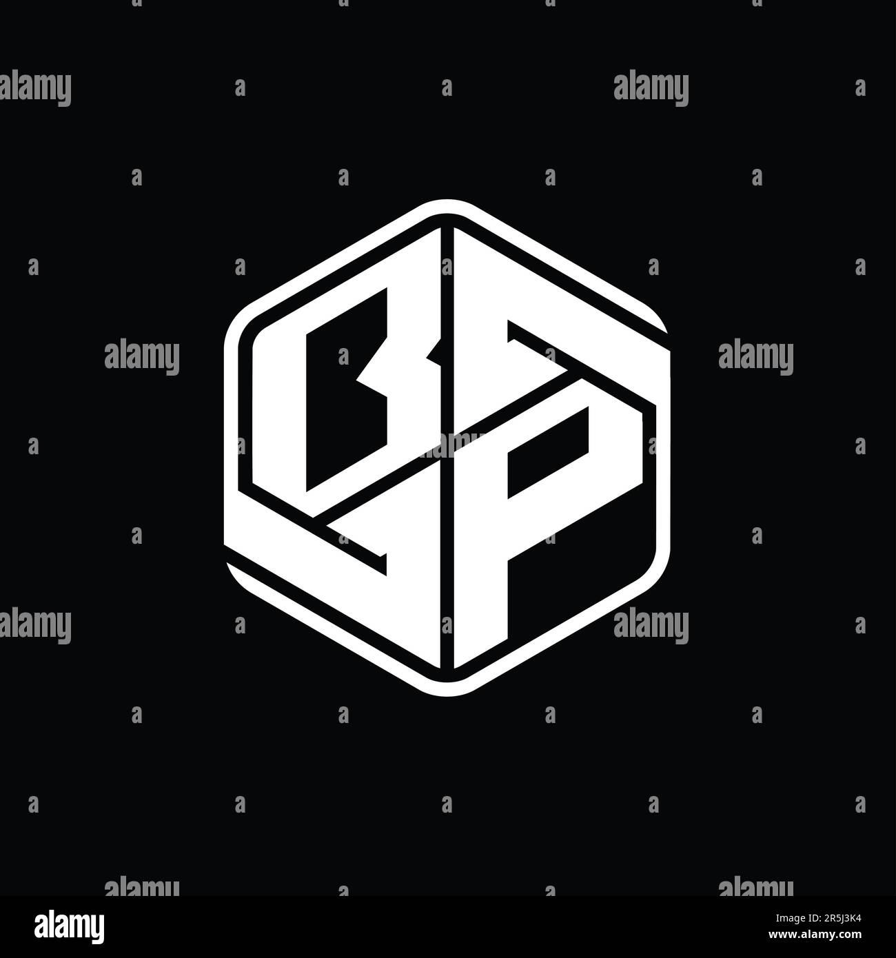 BP Letter Logo monogram hexagon shape with ornament abstract isolated ...