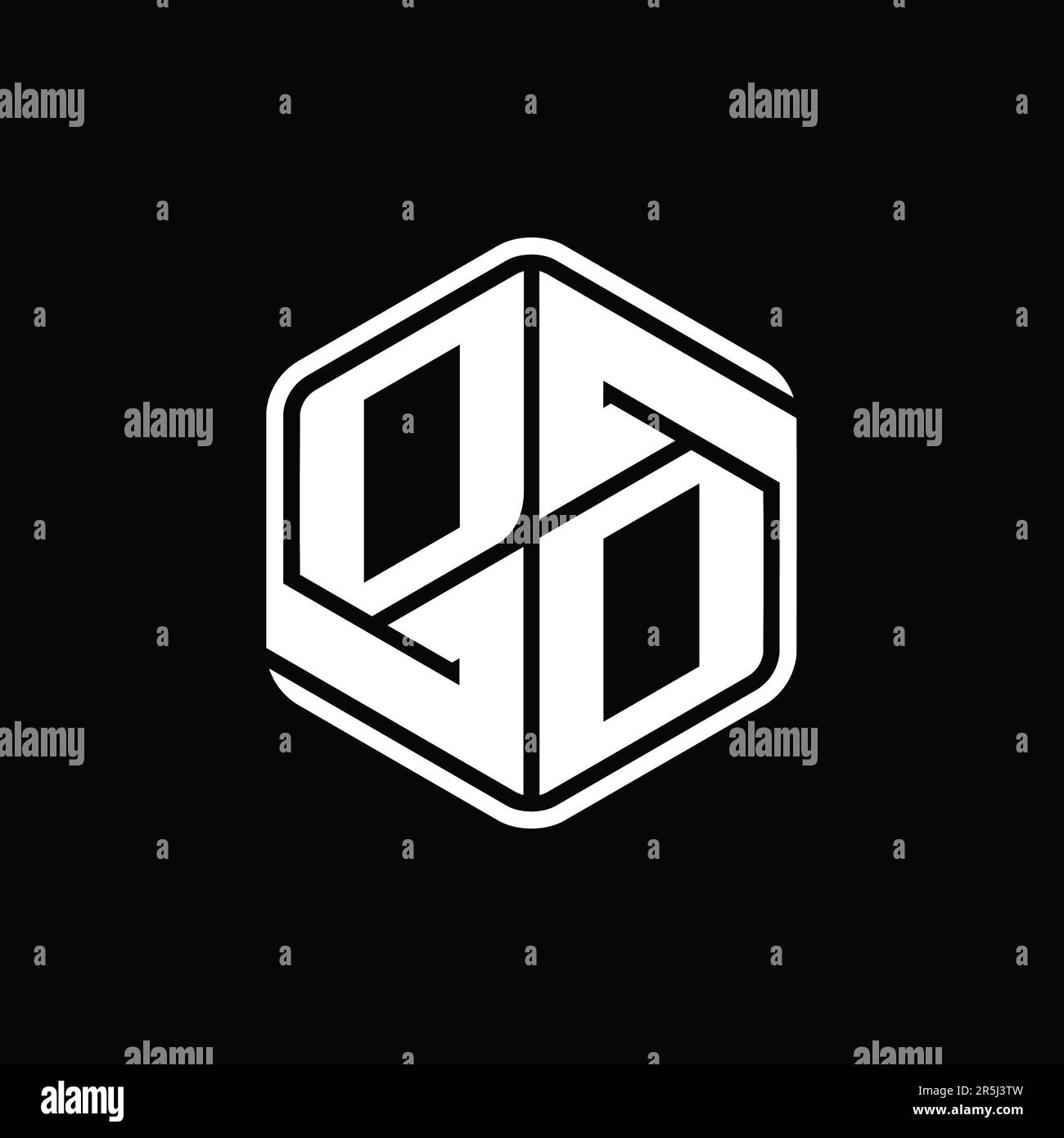 DD Letter Logo monogram hexagon shape with ornament abstract isolated ...