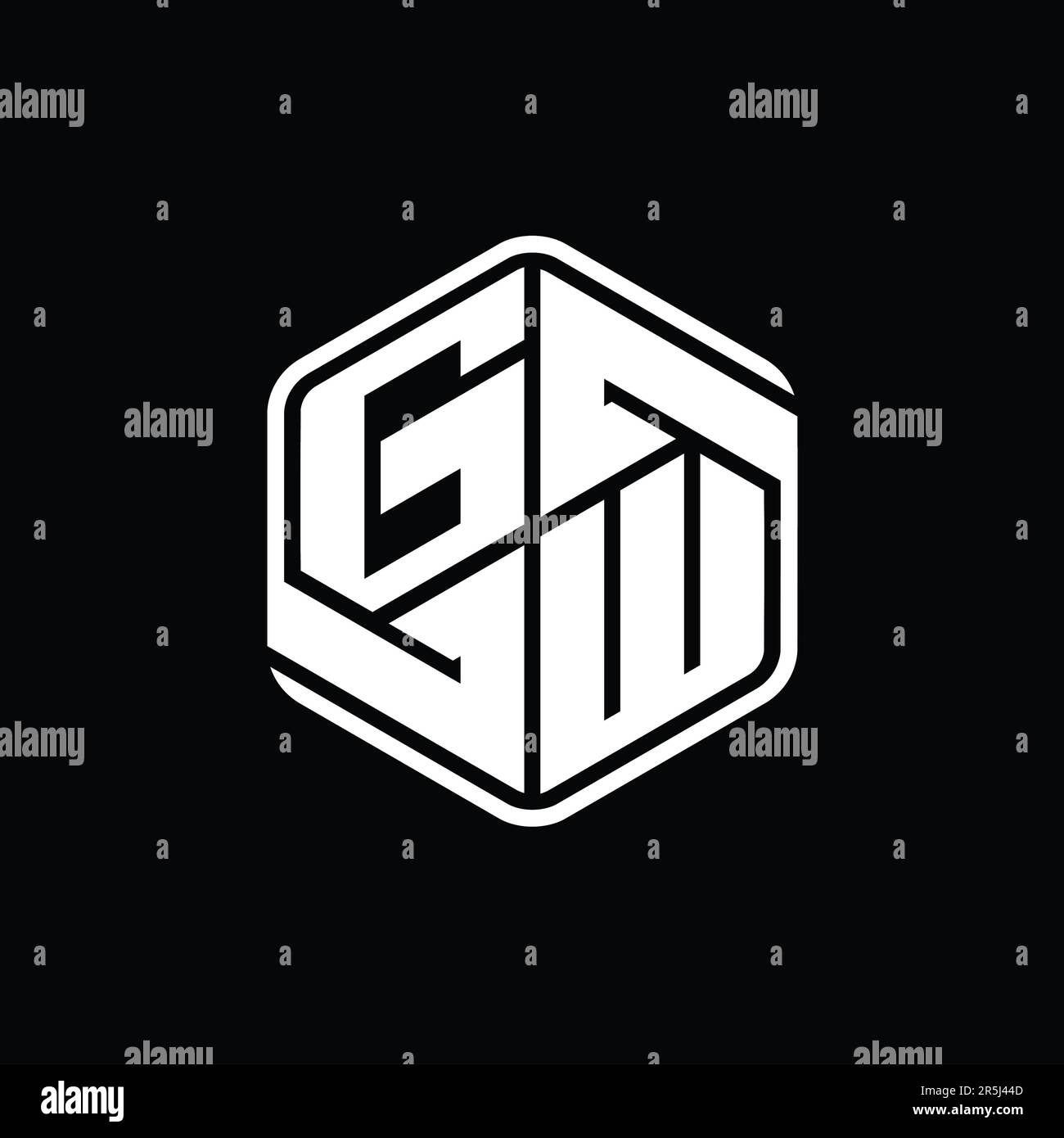 GW Letter Logo monogram hexagon shape with ornament abstract isolated ...