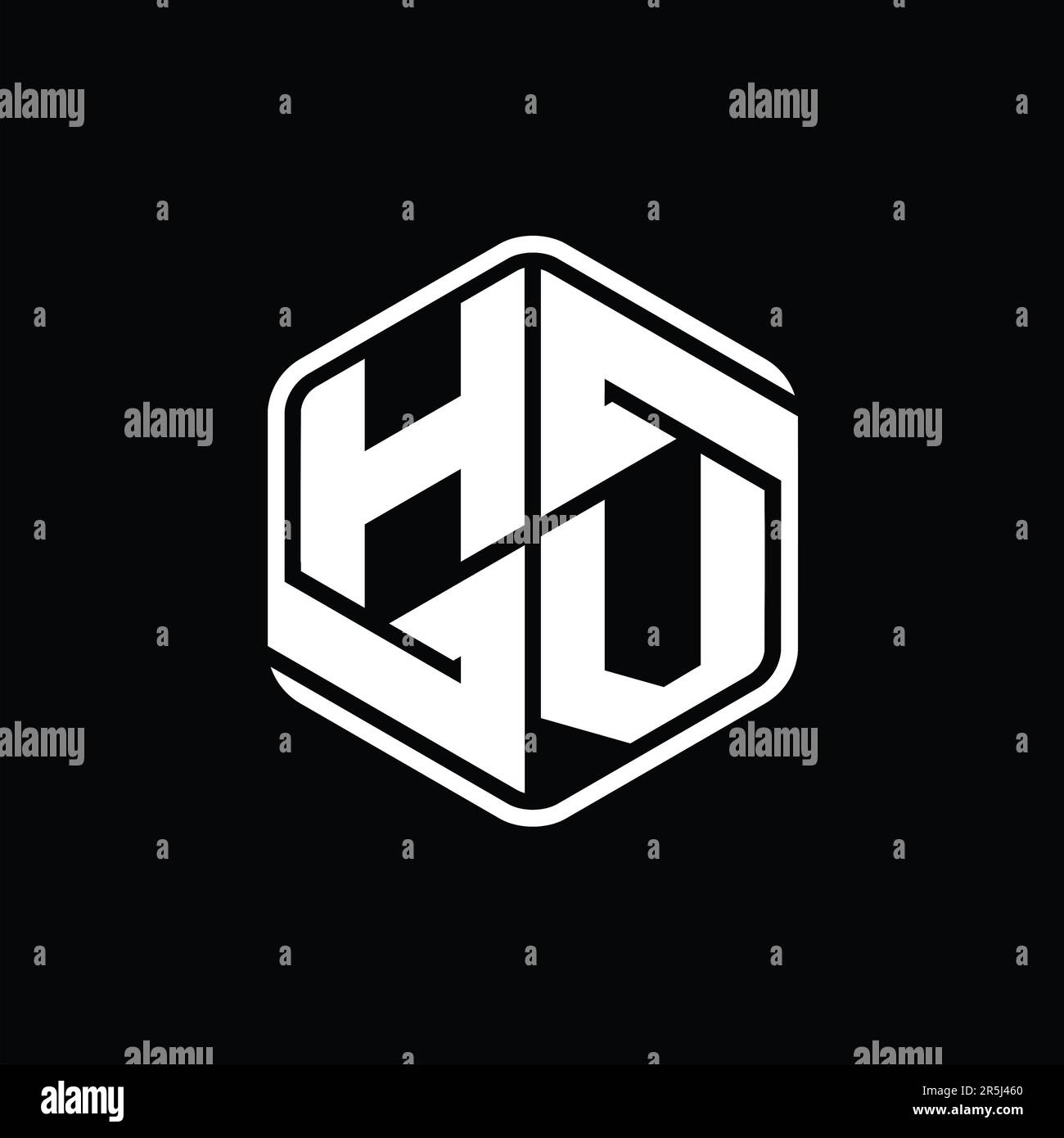 HV Letter Logo monogram hexagon shape with ornament abstract isolated ...