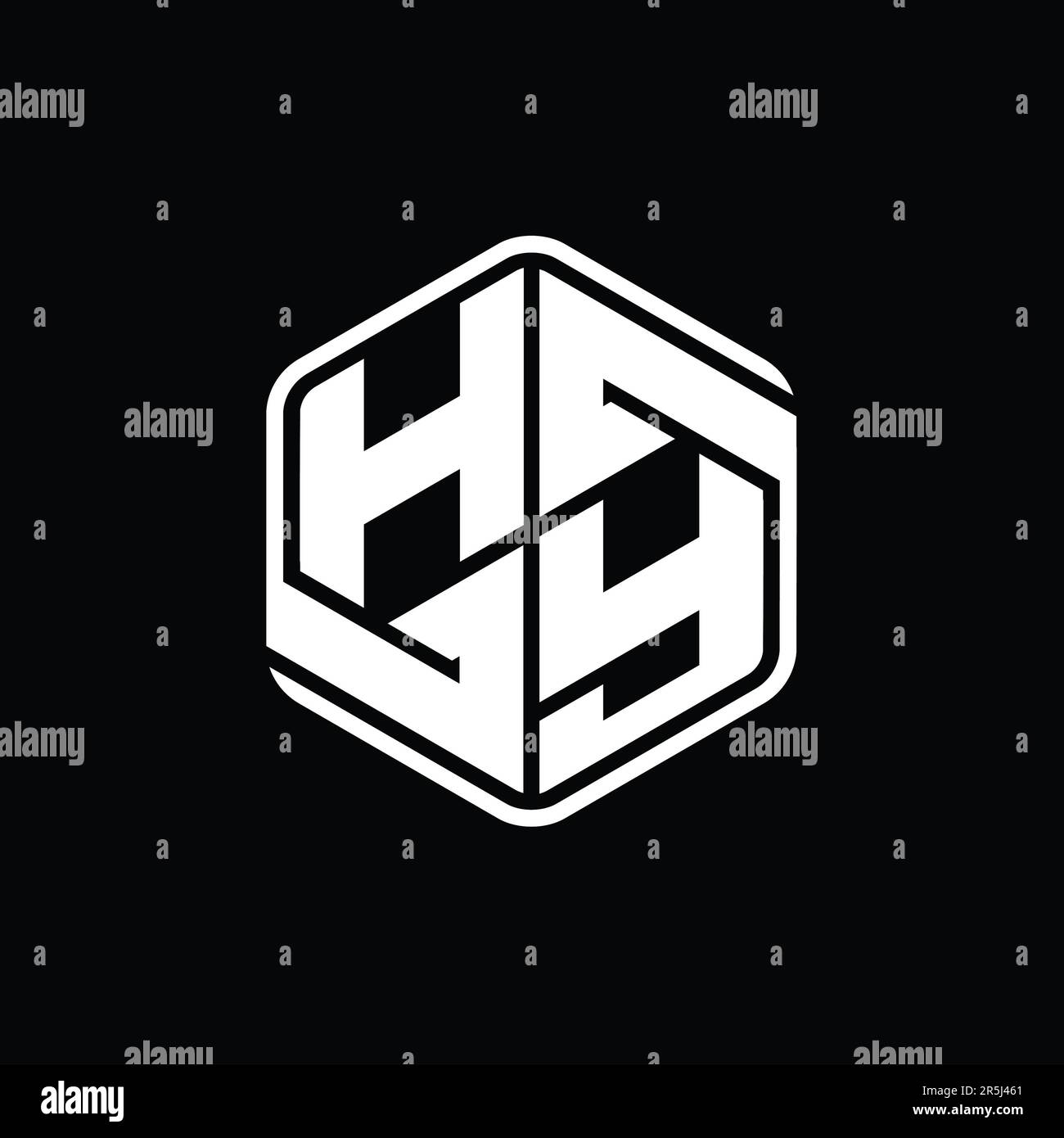 HY Letter Logo monogram hexagon shape with ornament abstract isolated ...